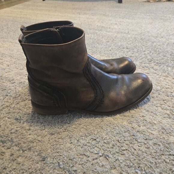 Bed Stu Boots Mens Size 12 Brown Leather Ankle Side Zip  Distressed - Picture 1 of 12